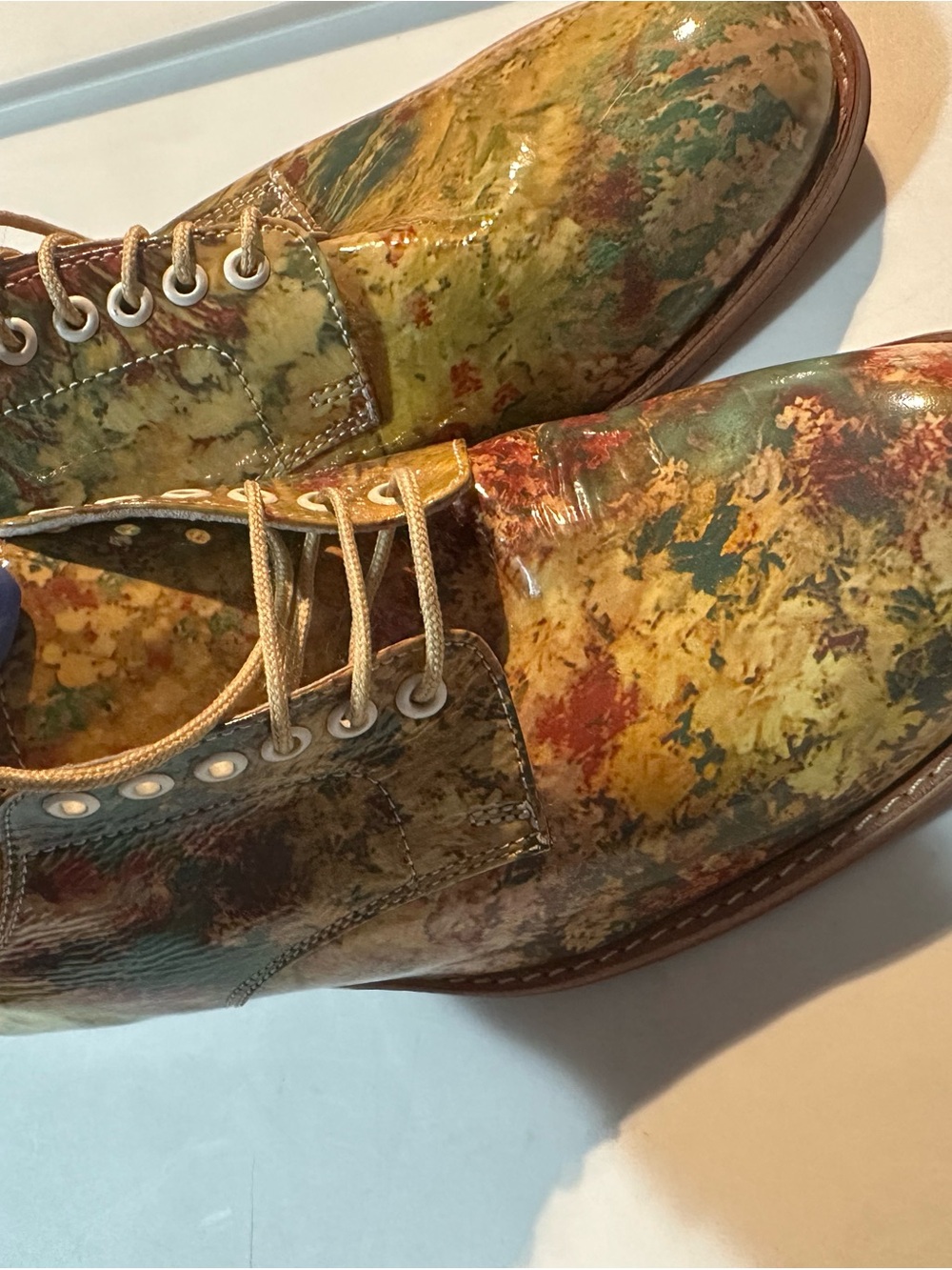 Men's Multicolor Leather Dress Shoes - Artistic Overlay